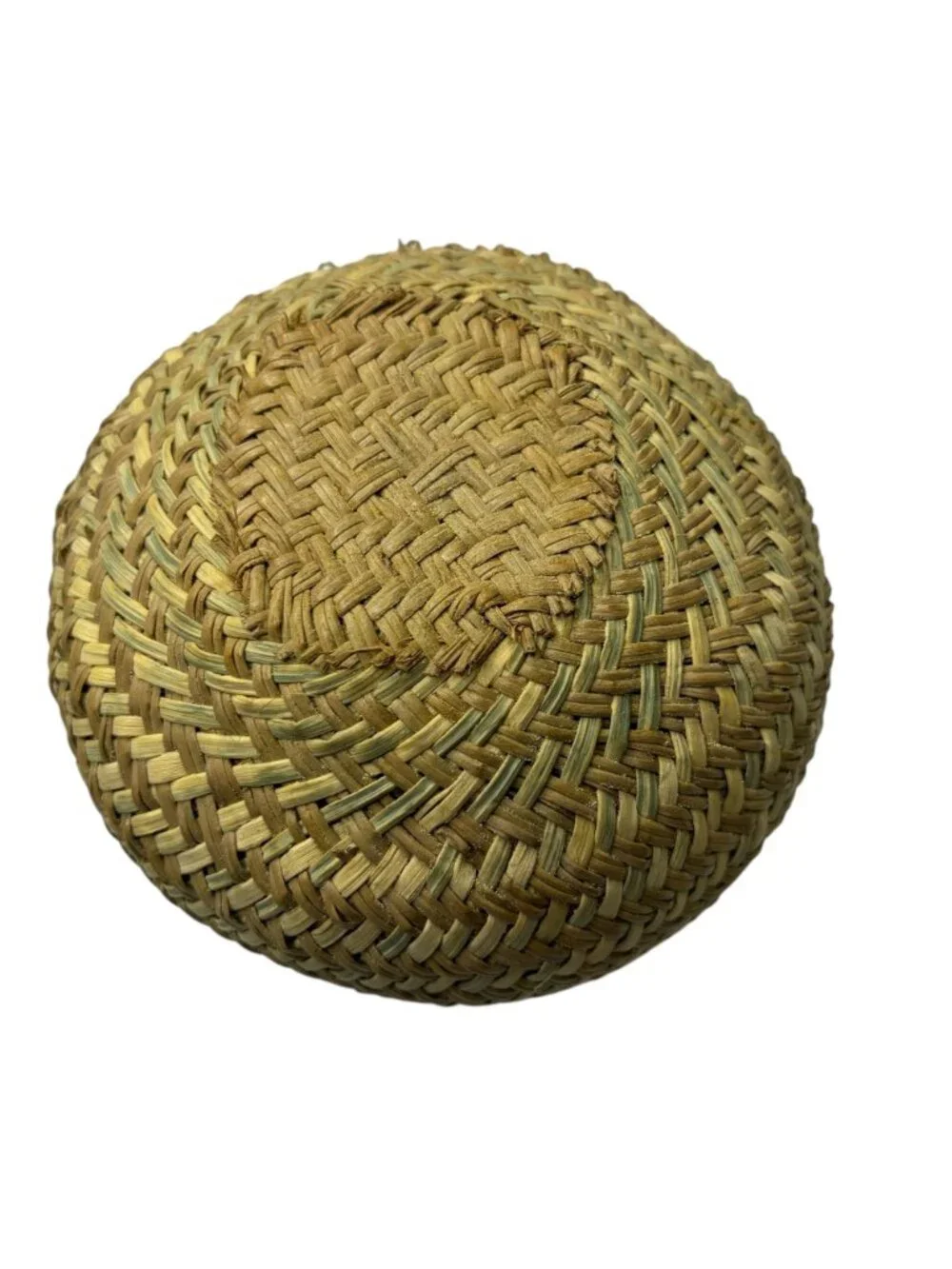 Vintage Handwoven Woven Urn Pot Basket Flared Rim Natural Fiber Storage 4.5